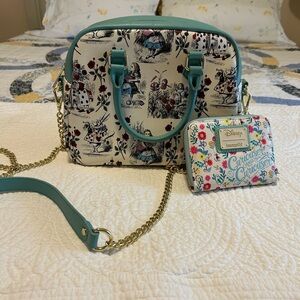 Loungefly Alice in Wonderland Crossbody Bag - Cream and Teal